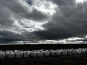 "Super sacks" being used to help mitigate storm surges that are threatening community infrastructure in a village in the Yukon–Kuskokwim (YK) Delta along the Bering Sea